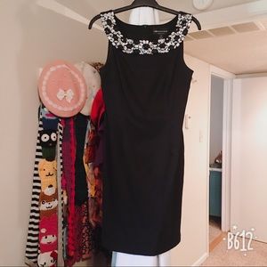 Embellished Neckline Cocktail Dress - Black
